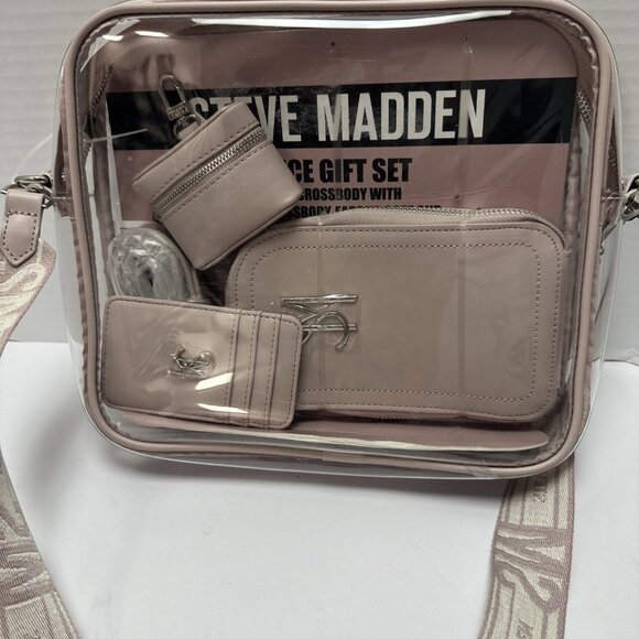 Steve Madden Pink Clay 4 Piece Gift Set Clear Crossbody Bag - Picture 10 of 11